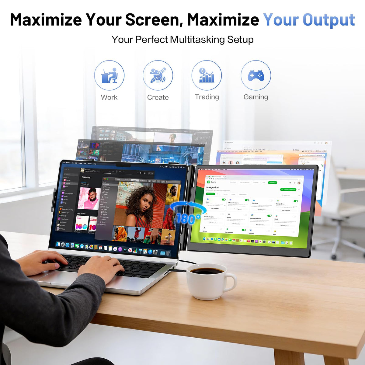 Anyking dual-screen setup highlights compact form factor for on-the-go productivity.