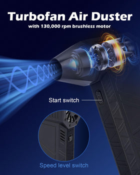 Anymotor Turbo Fan Duster car vent cleaning demonstrates fast, residue-free dust removal
