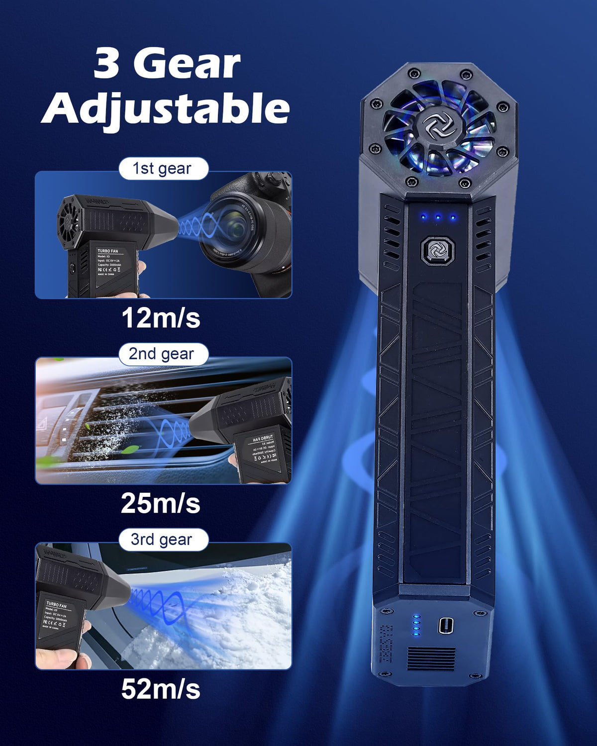 Anymotor Turbo Fan Duster cordless handheld use highlights portable, on-the-go cleaning
