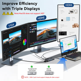 ANYOYO USB-C Docking Station PD 100W flow supports powerful charging