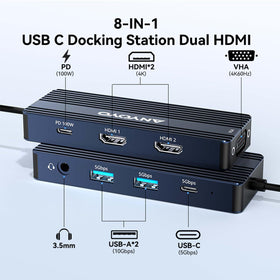 ANYOYO USB-C Dock ports exposed showing triple display options