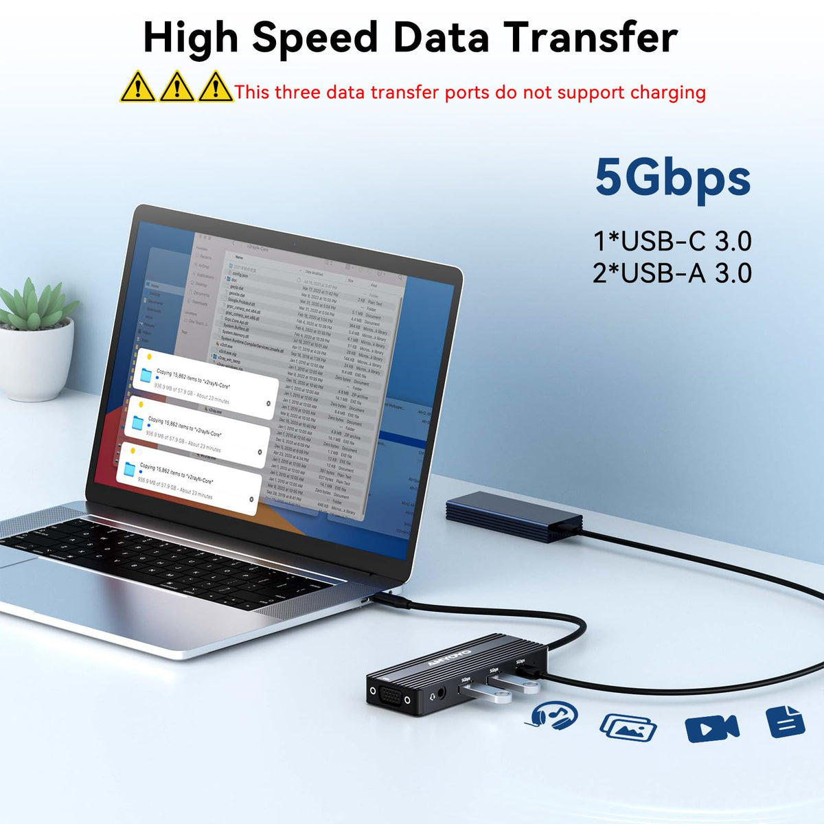 ANYOYO USB-C Docking Station with VGA port for legacy monitor compatibility