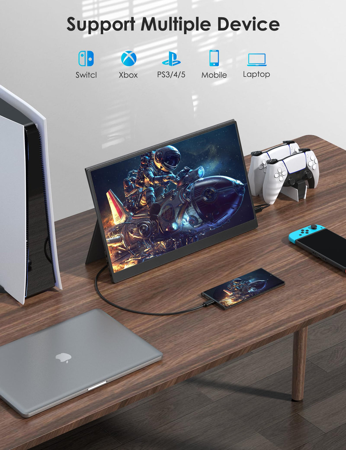 Anyuse 17.3-inch monitor in portrait mode suitable for documents and coding
