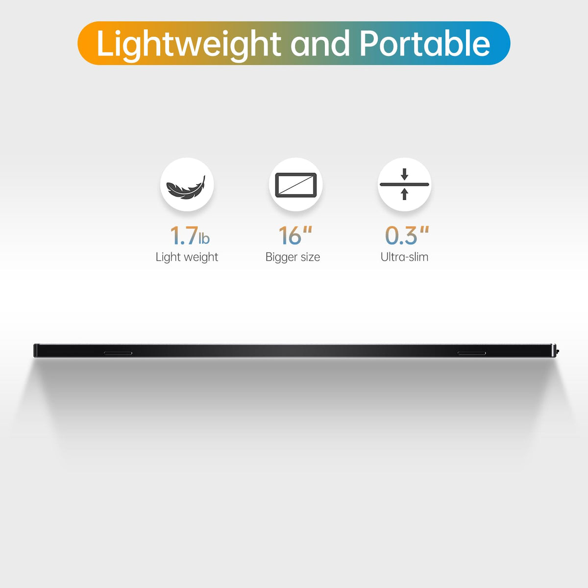 Anyuse 16-inch display in a bag highlights easy travel setup.