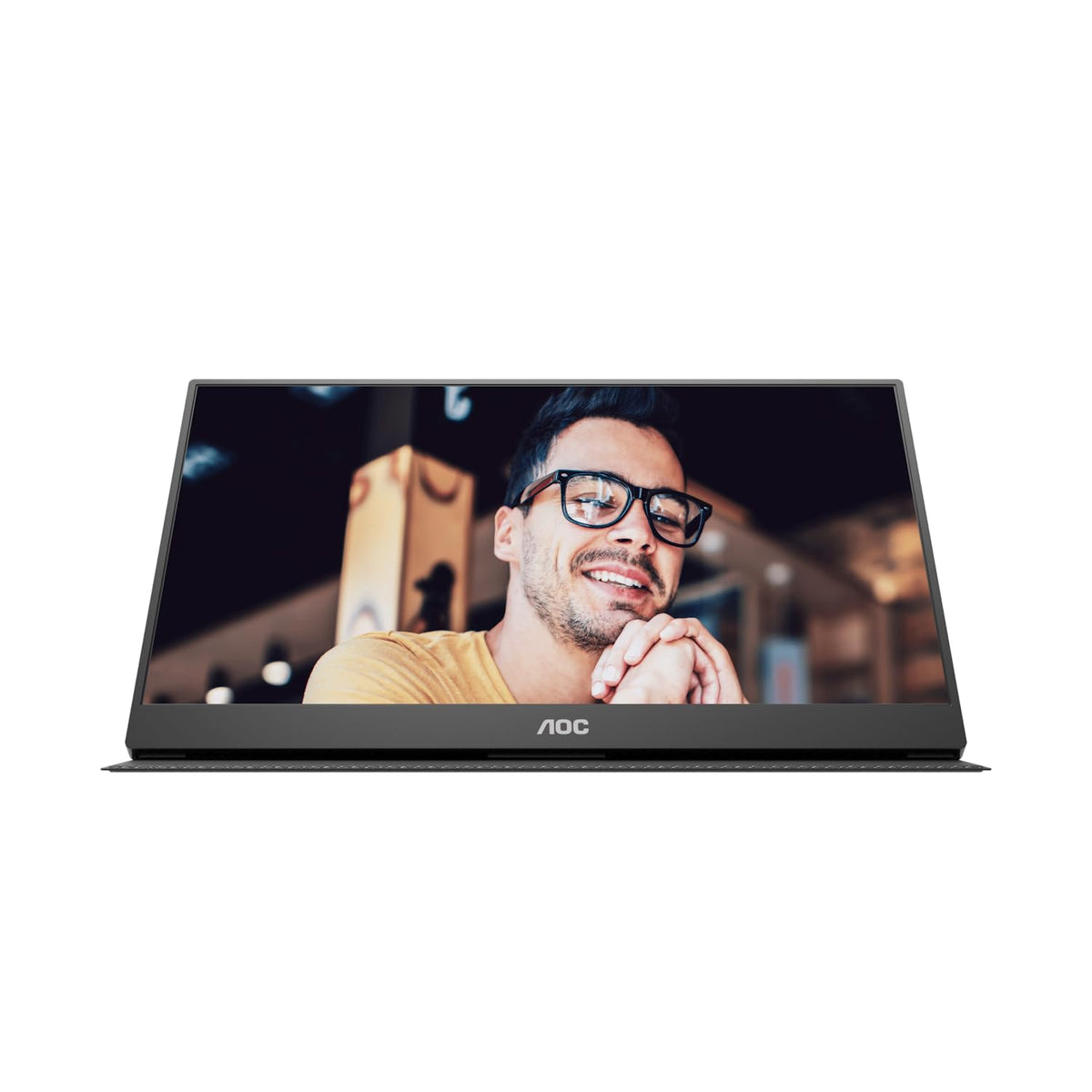 AOC 16T15 side profile highlighting slim lightweight design for easy travel