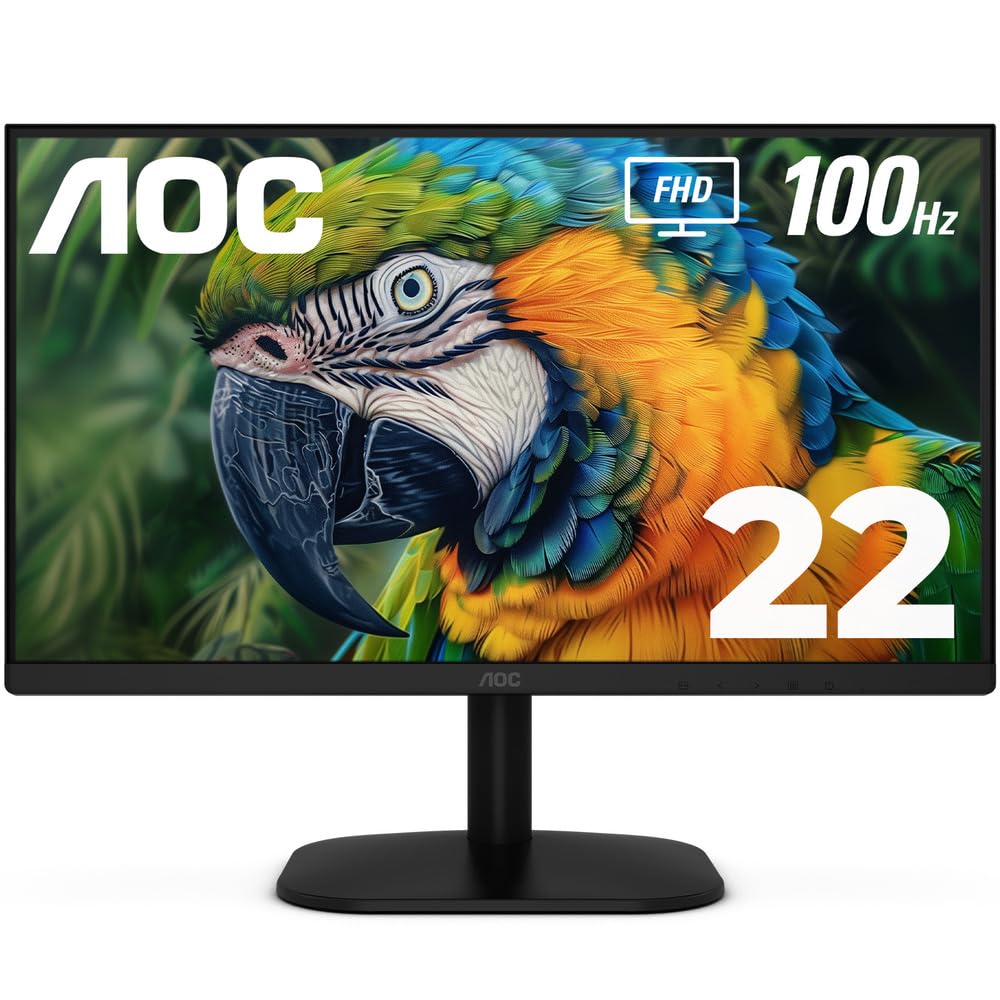 AOC 22B2HM2 front view highlighting a crisp 22-inch monitor for desk use