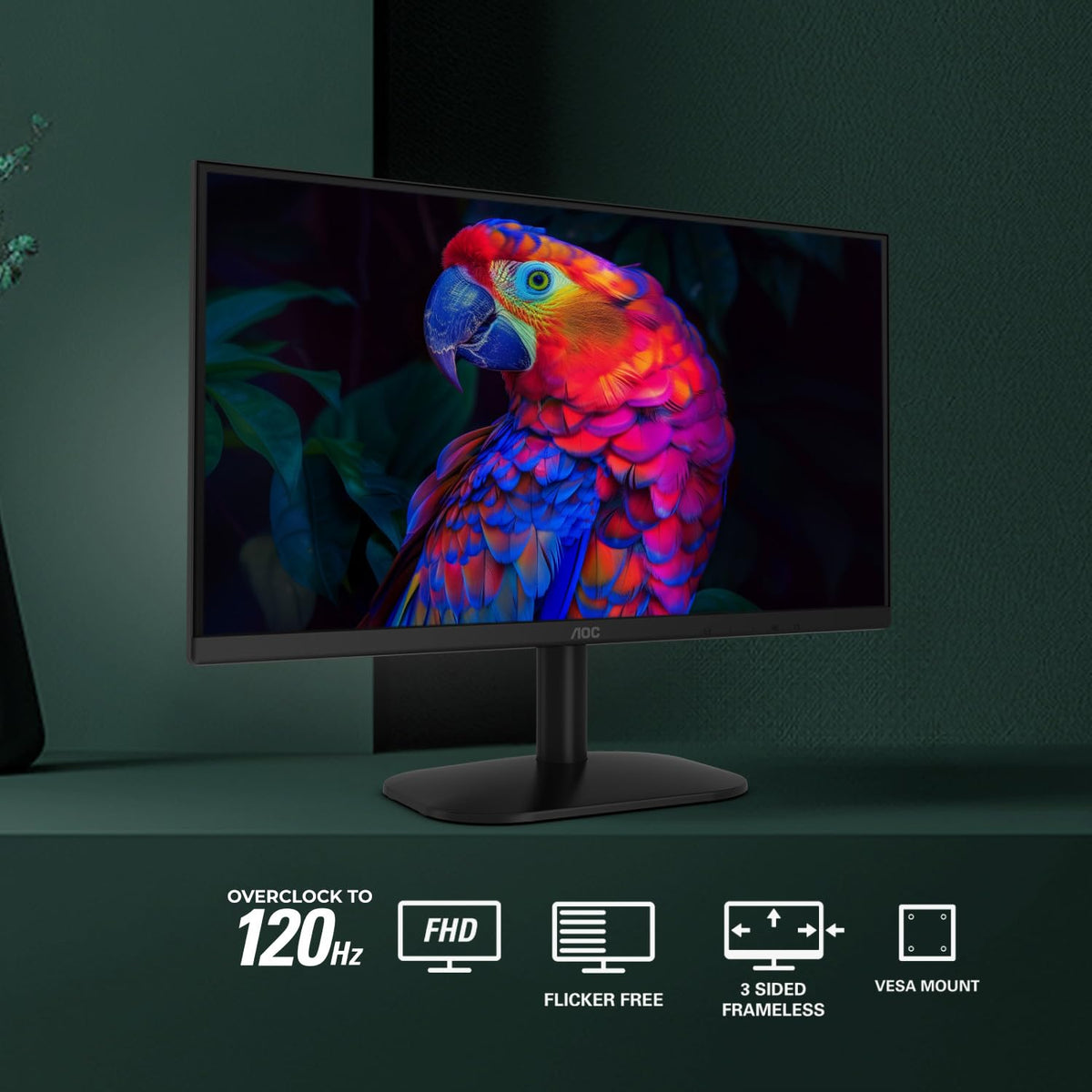 AOC 22B35HM23 120Hz refresh for smoother scrolling and video playback.