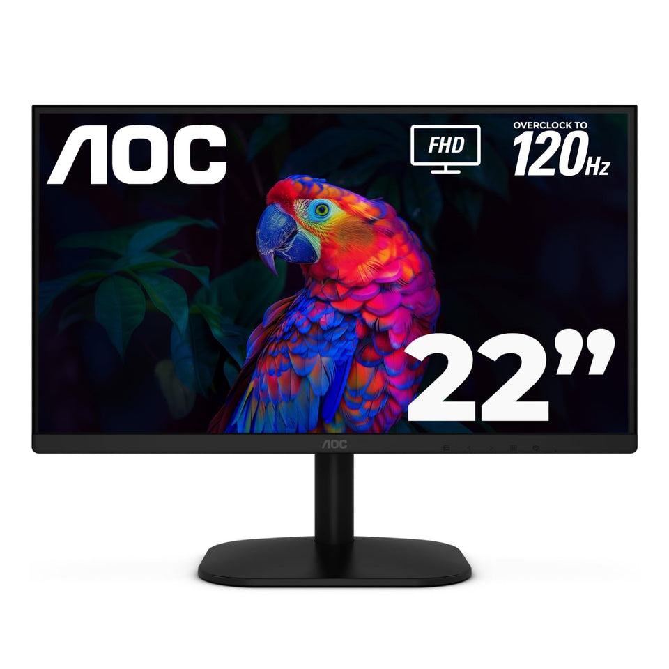 AOC 22B35HM23 full HD display showing crisp text and clear images for work and entertainment.