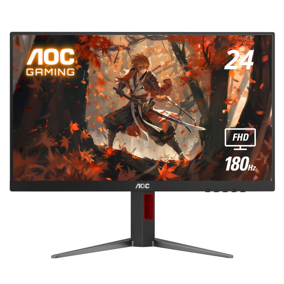 AOC 24G4 front view showing slim bezels for immersive play