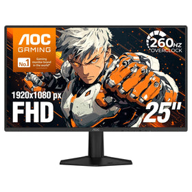 AOC 25G51Z front-angle view showing slim three-sided frameless design for immersive gaming