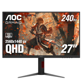 AOC Q27G4ZMN front view showing crisp QHD visuals and mini-LED contrast for immersive gaming sessions