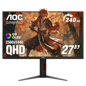 AOC 27-inch OLED gaming monitor showcases vibrant colors and deep true blacks in games.