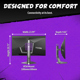 Close-up of AOC Agon Pro 27QD-OLED panel shows true blacks and vibrant color.