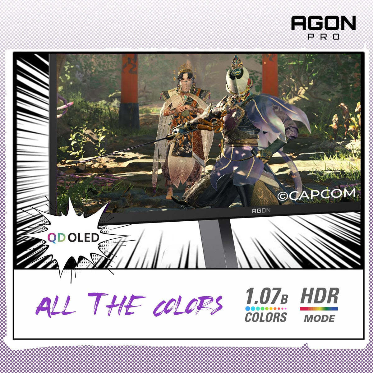 AOC Agon Pro 27QD-OLED port area highlights easy setup with DP/HDMI/USB.