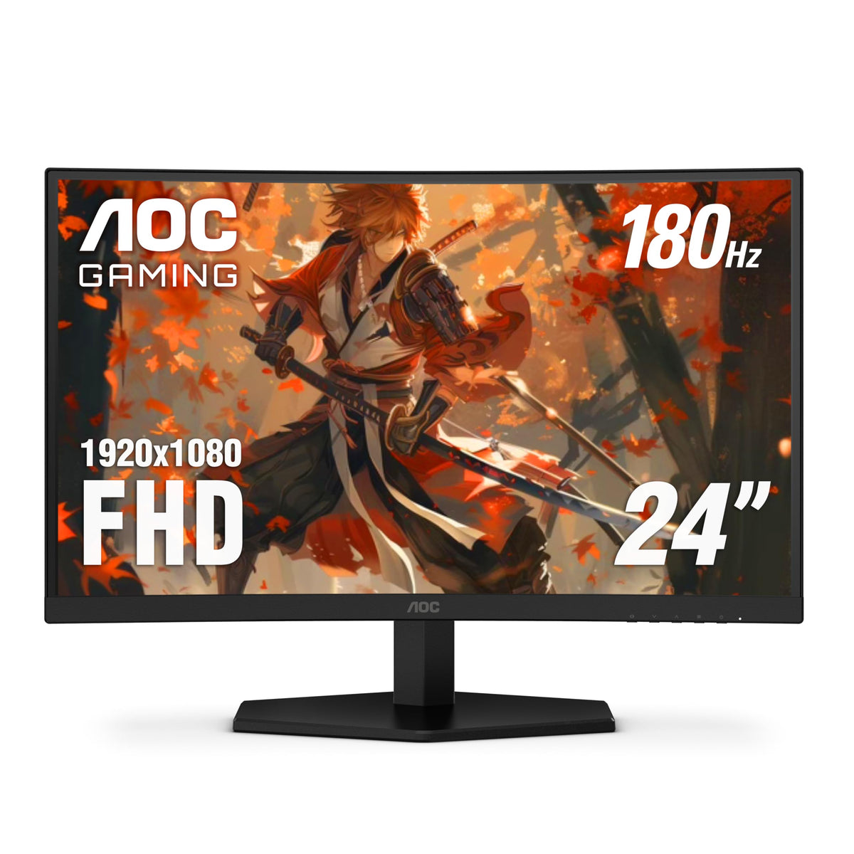 AOC C24G42E curved monitor front view for immersive gaming.