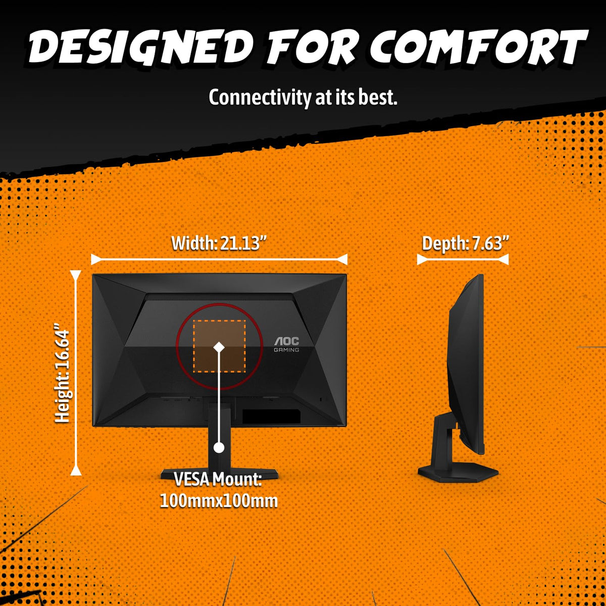 AOC C24G42E ports and connectivity for easy setup.