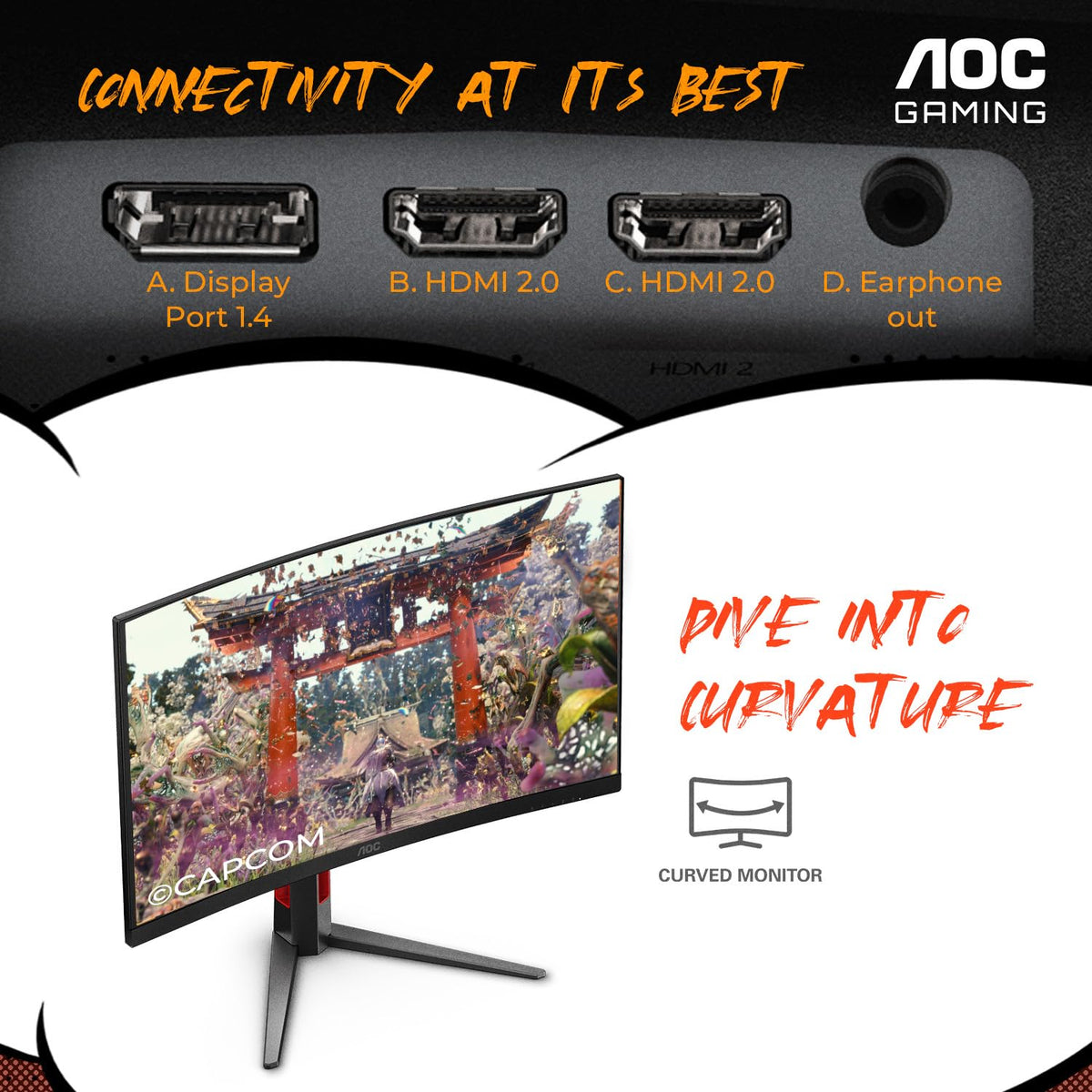 AOC C27G4ZH adaptive sync reduces tearing for fluid gameplay