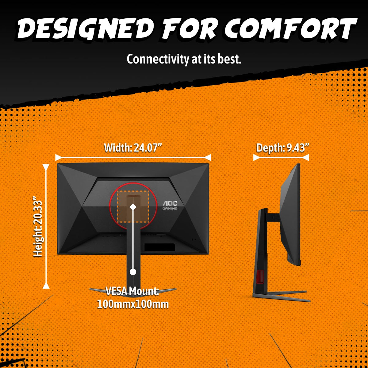 AOC C27G4ZH multiple ports simplify setup with DP and HDMI