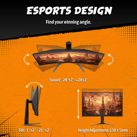 AOC C27G4ZH height-adjustable stand enables flexible viewing