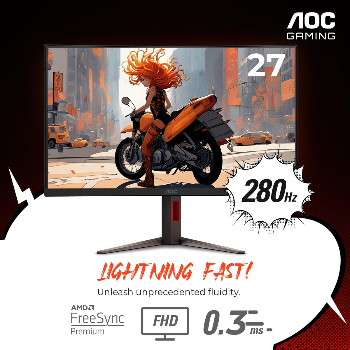 AOC C27G4ZH high-refresh-rate gaming for silky motion and quick reactions