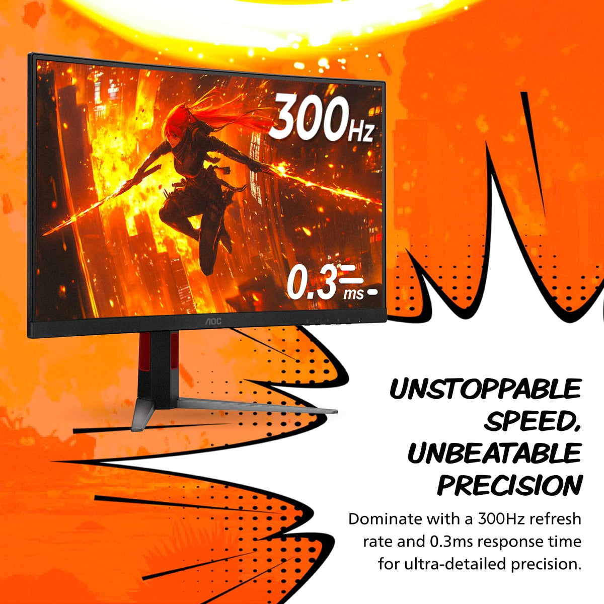 AOC CQ27G4ZH 300Hz refresh delivers ultra-smooth motion for fast games.