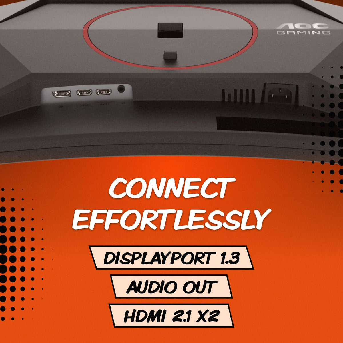 AOC CQ27G4ZH ergonomic stand supports adjustable, comfortable viewing.