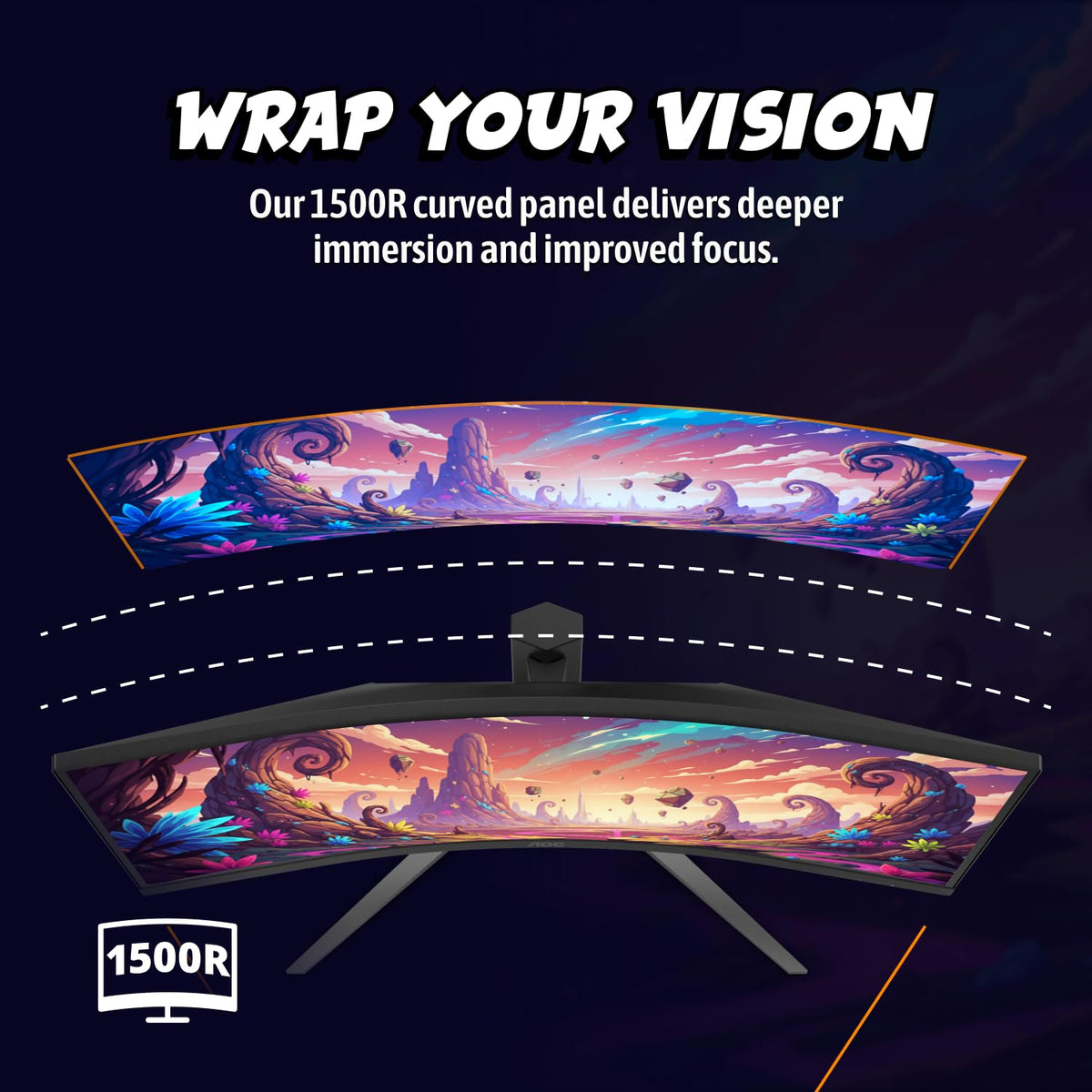 AOC CU34G4H 200Hz gaming performance for smooth action scenes.