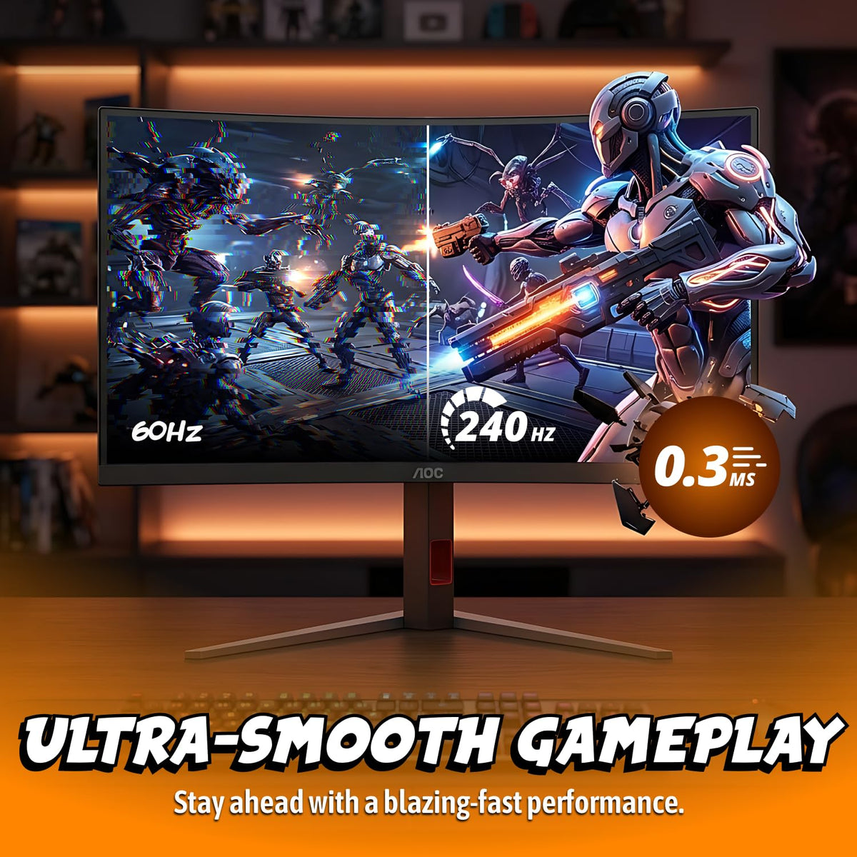 AOC CU34G4Z 240Hz refresh rate for smooth, responsive action in fast titles.