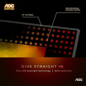 AOC Q27G3XMN 180Hz refresh with 1ms GtG for smooth action.