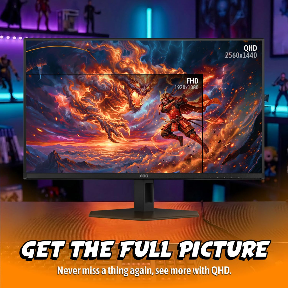 AOC Q27G40SDE HDR400 True Black enhances contrast in dark scenes