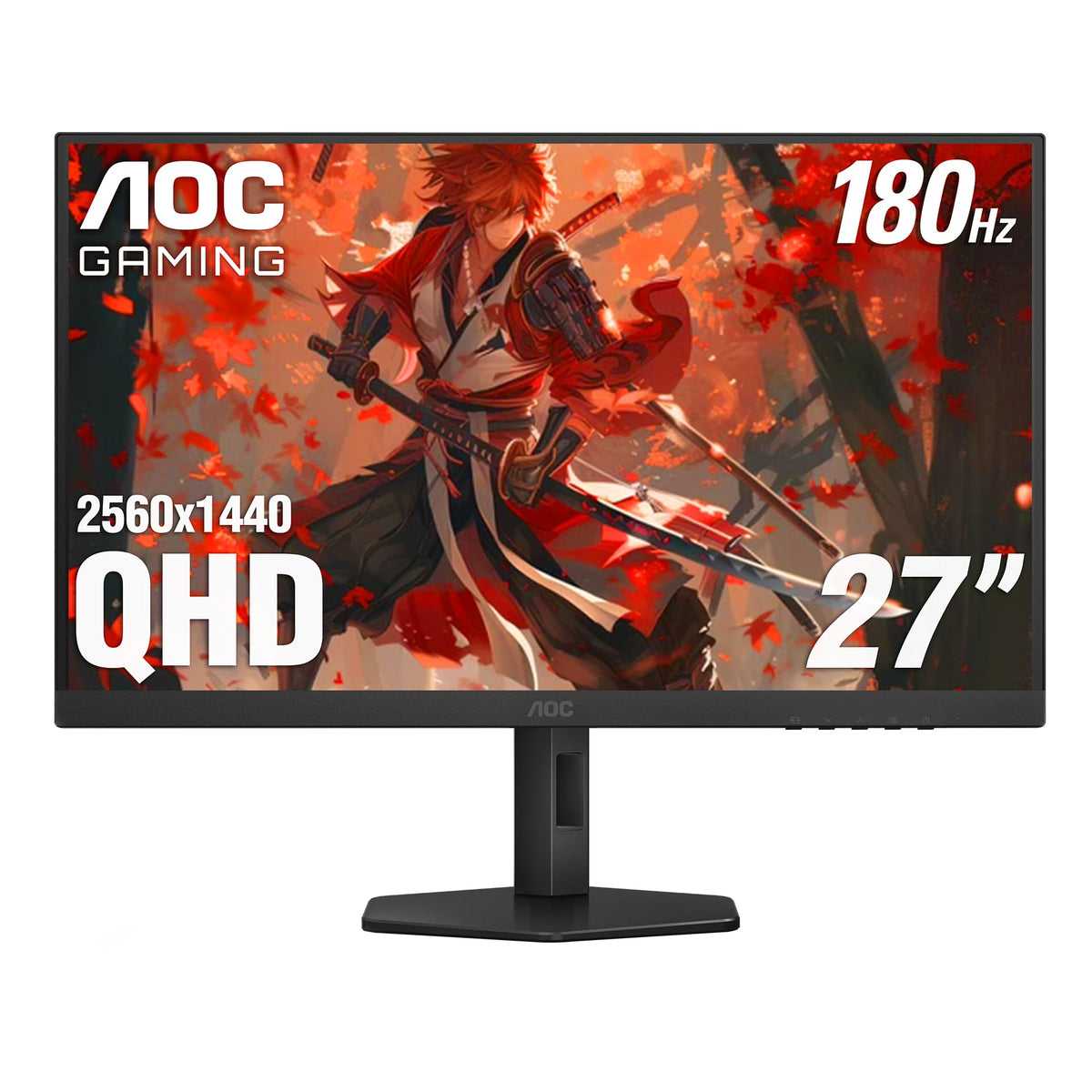 AOC Q27G4XN front view shows sharp 2K QHD detail for immersive gaming