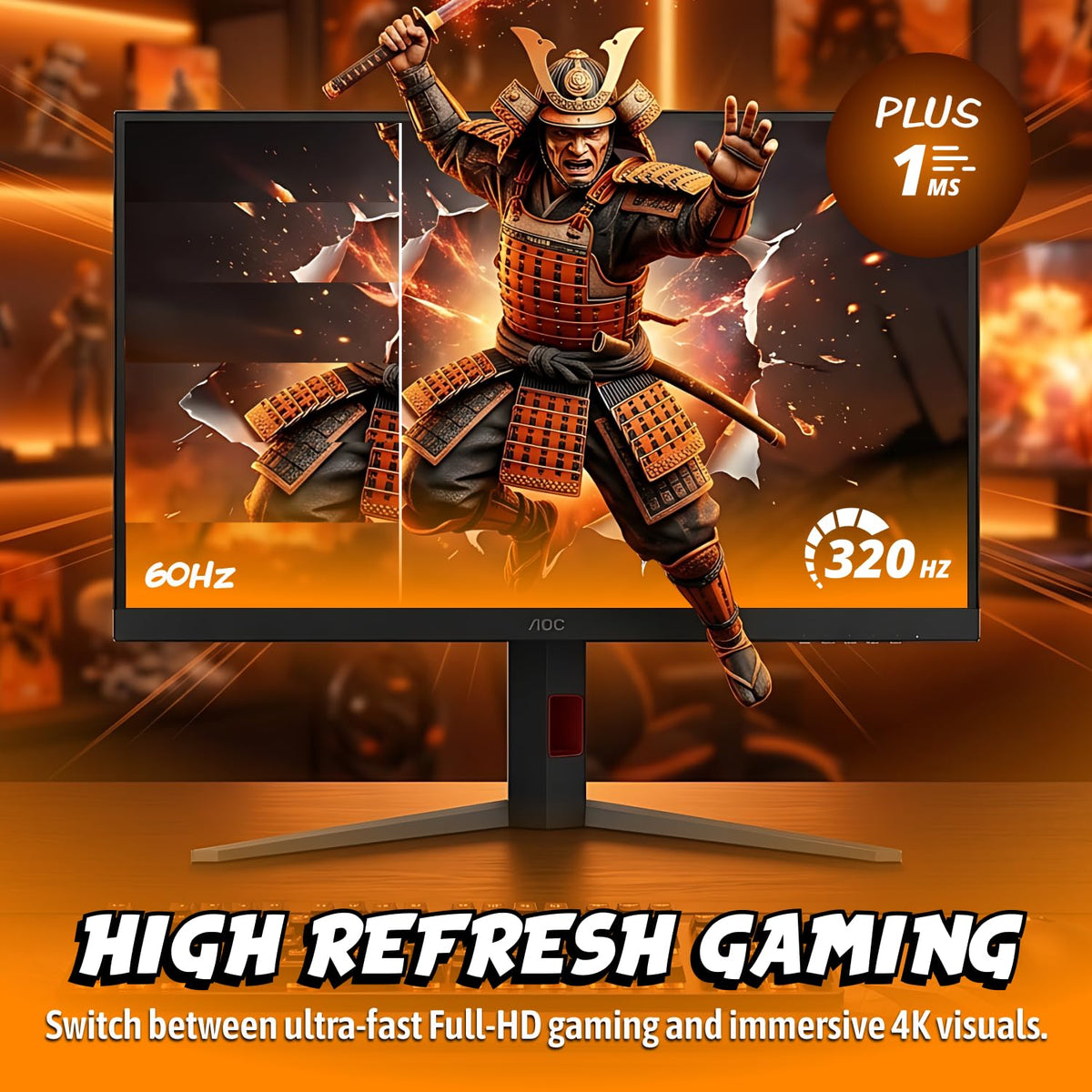 AOC U32G4 160Hz 4K refresh rate enables smooth gameplay and precise control.