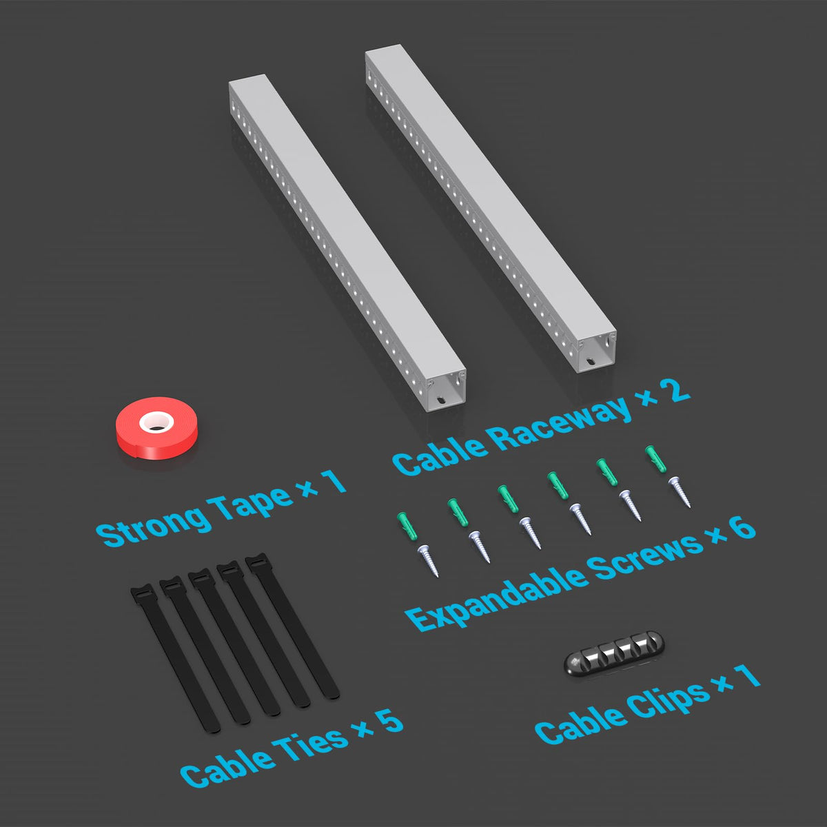 Aocii accessories laid out with tape screws ties for quick install