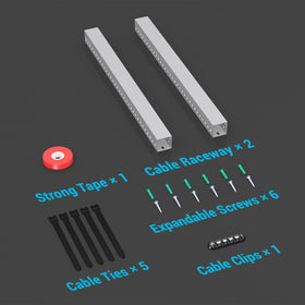 Aocii accessories laid out with tape screws ties for quick install