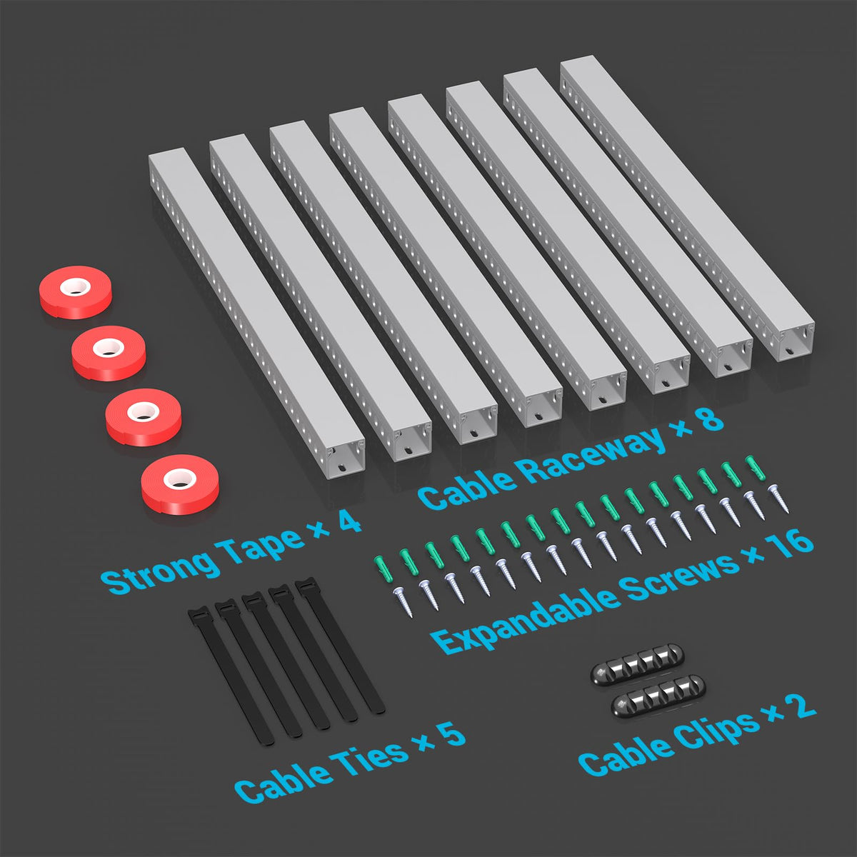 Aocii Open Slot Wire Duct Kit in slim gray finish matching walls