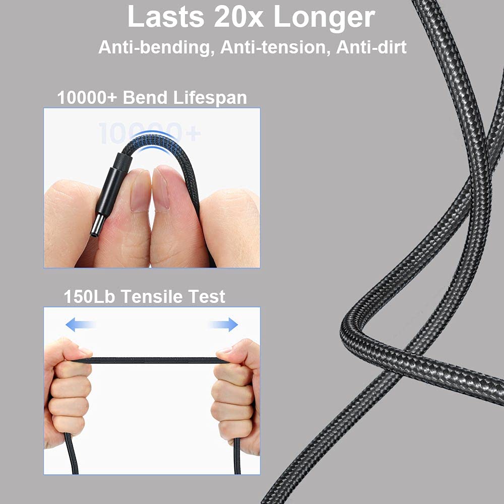 AoeSpy braided cable texture and reinforced strain relief for durable use