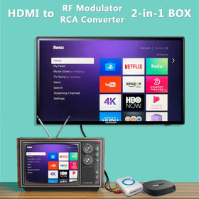 AoeSpy HDMI to coaxial output connection highlights simultaneous RF and CVBS outputs for versatile displays.