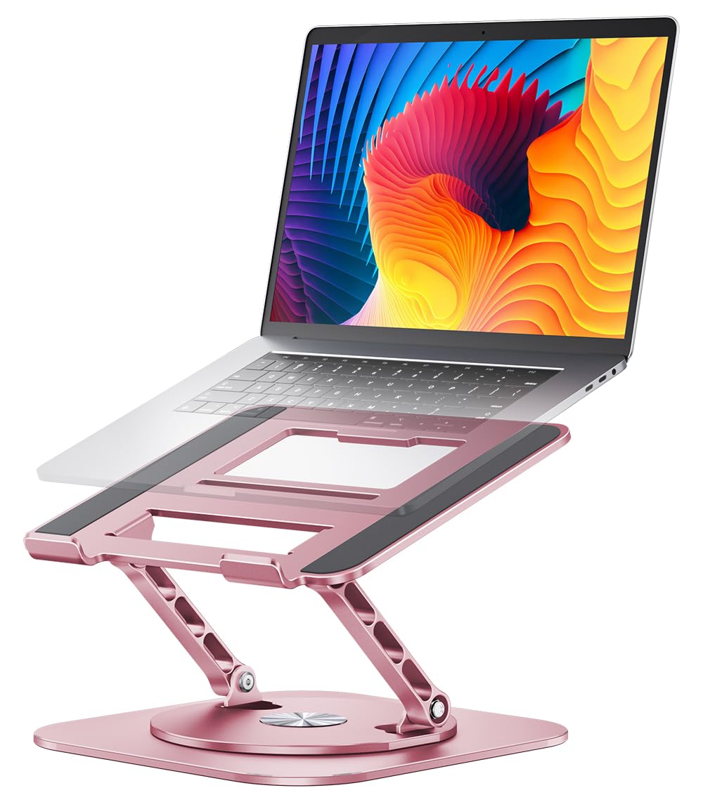 AOEVI front view pink laptop stand showing stable support and stylish color