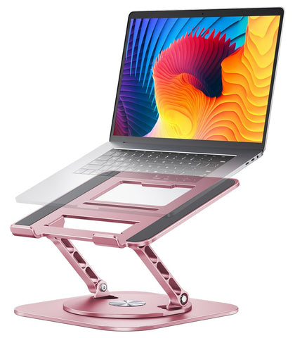 AOEVI front view pink laptop stand showing stable support and stylish color