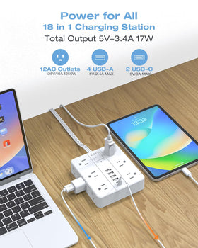 AOFO 10-foot extension cord fits behind furniture for flexible setup.