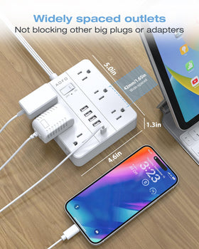 AOFO flat plug design fits behind furniture keeping floors tidy