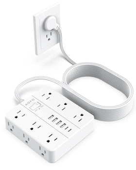 AOFO front view showing 12 AC outlets and six USB ports for versatile charging