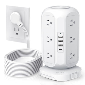 AOFO front view showing all outlets and compact vertical space saving