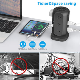 AOFO closeup showing widely spaced side outlets to prevent bulky-plug interference