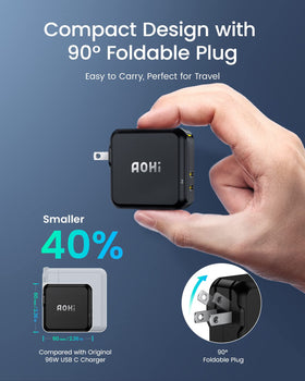 AOHI 4ft USB-C to USB-C LED display cable shows charging data