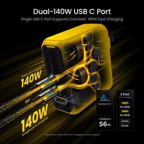 AOHI Magcube three-port charger powers two laptops and a phone