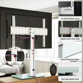 AOKCOS stand in white finish complements modern living spaces.