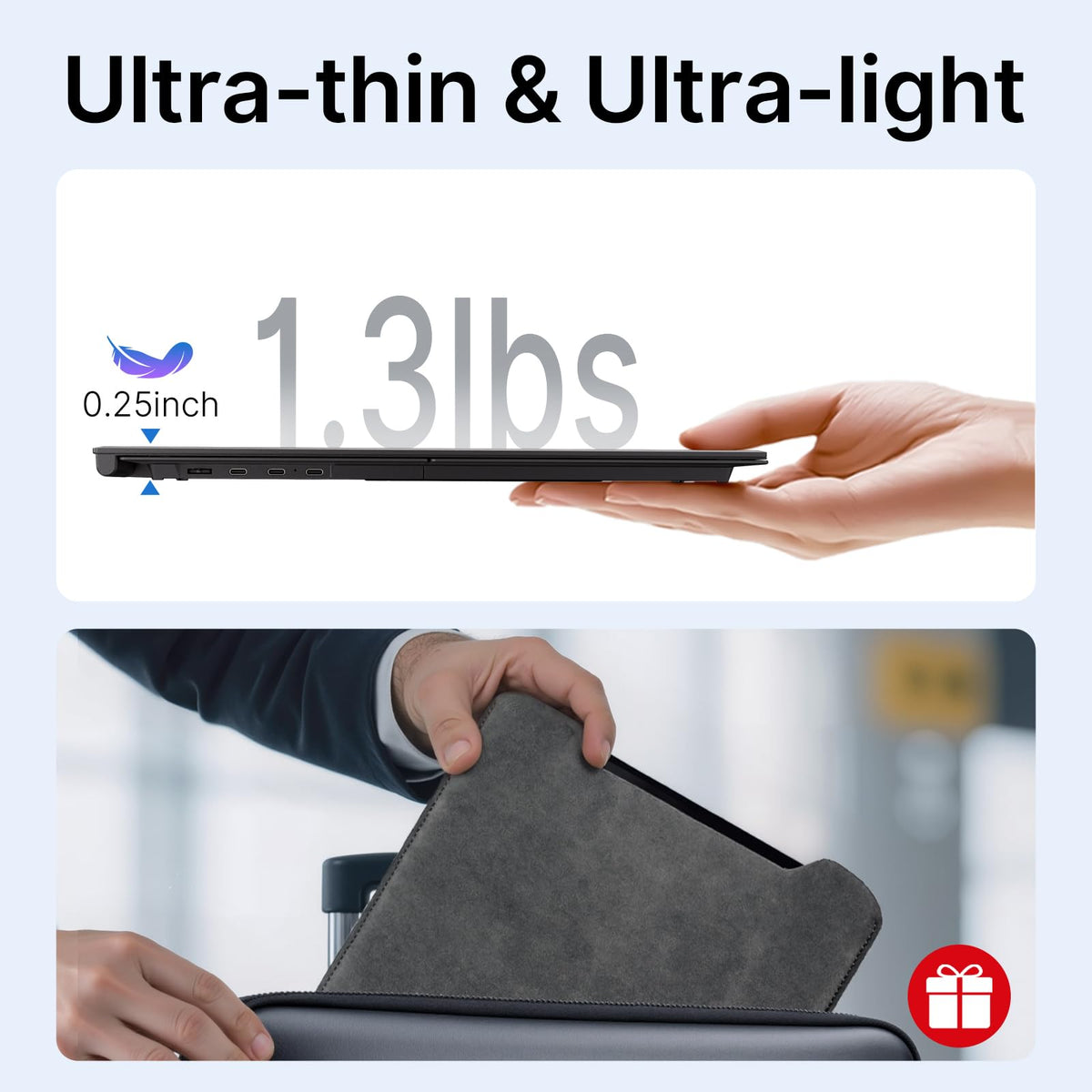 AOKER Laptop Screen Extender Quarter-Inch Thin highlights portable setup on any desk