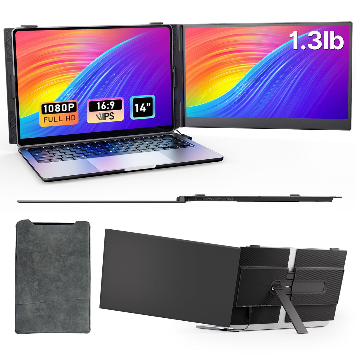 AOKER Laptop Screen Extender Ultra-Thin Profile for on-the-go multitasking and clarity