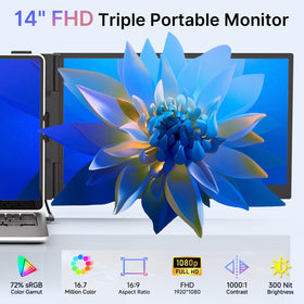 AOKER Triple Laptop Screen Extender 14-inch FHD IPS display clarity